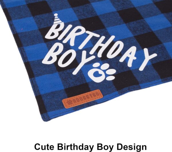 ADOGGYGO Cat Birthday Party Supplies, Birthday Boy Plaid Cat Bandana Cute Cat Bowtie, Cat Birthday Hat with Numbers, Pet Birthday Outfit for Cat Kitten (Blue) - Image 6