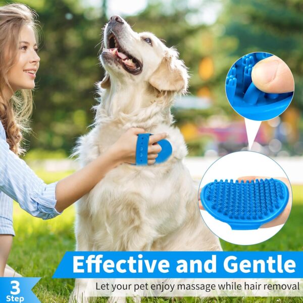 3PCS Dog Bath Brush | Dog Shampoo Brush | Dog Scrubber for Bath | Dog Bath Brush Scrubber | Dog Shower/Washing Brush with Adjustable Ring Handle for Short & Long Hair (Blue Blue Blue) - Image 4