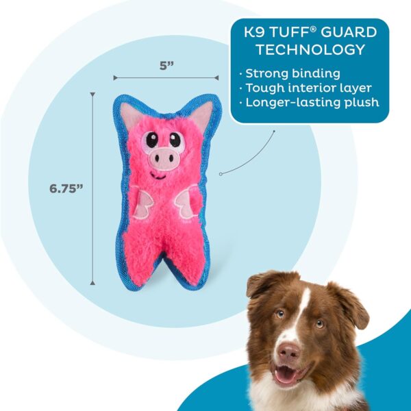 Outward Hound Durablez Tough Plush Squeaky Dog Toy, Pig, Pink, XS - Image 3