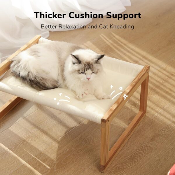 FUKUMARU Cat Bed, Plush Velvet Cat Beds for Indoor Cats, Wooden Cat Hammock, 20 x 16 Inch Cat Couch, Suitable for Cats, Dog, Bunny, Rabbit, Kitten and Small Animal - Image 4