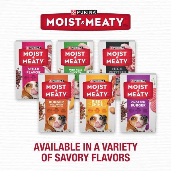 Purina Moist and Meaty Burger With Cheddar Cheese Flavor Dry Soft Dog Food Pouches - 36 ct. Pouch - Image 7