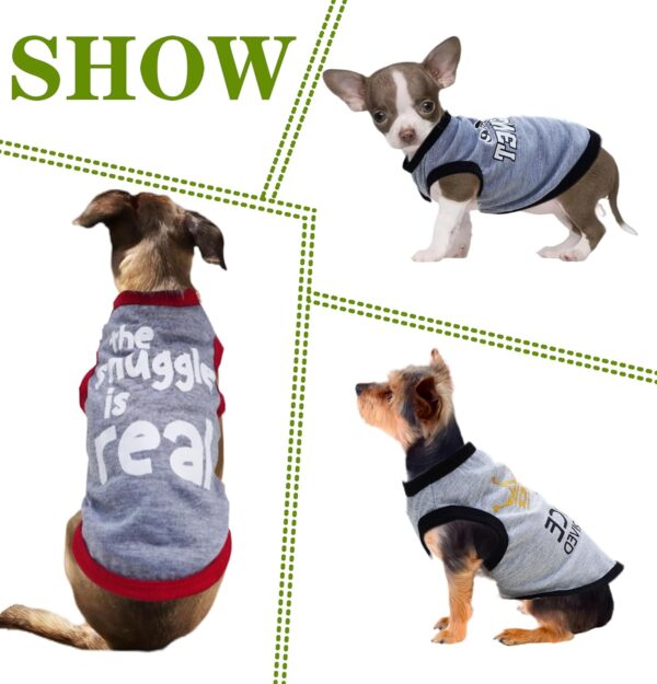 Dog Shirts Boy Dog Clothes for Small Dogs Puppy Clothes Boy Printed Vest 4 Pieces Stretchy Soft Cool Dog T-Shirts Pet Pullover Sweatshirt Summer Sleeveless Breathable Shirt for Cat Dog(Gray, Medium) - Image 5