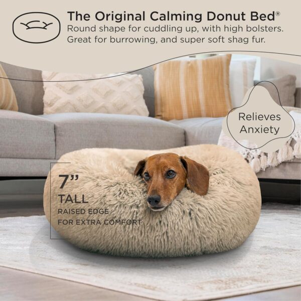 Best Friends by Sheri The Original Calming Donut Cat and Dog Bed in Shag Fur Taupe, Small 23" - Image 5