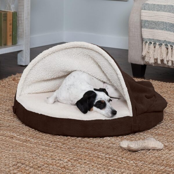 Furhaven 26" Round Orthopedic Dog Bed for Medium/Small Dogs w/ Removable Washable Cover, For Dogs Up to 30 lbs - Sherpa & Suede Snuggery - Espresso, 26-inch - Image 3