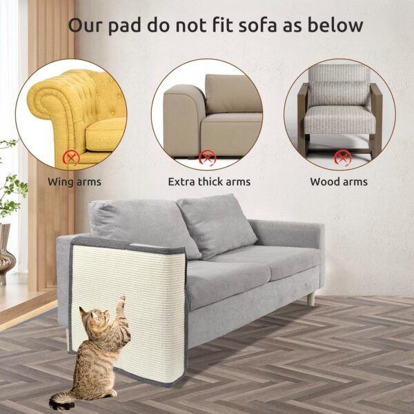 Cat Scratch Sofa Protector,Cat Scratching Couch Protector with 19.7''L*23.6''W Natural Sisal for Protecting Couch Sofa Chair (Right Hand) - Image 6