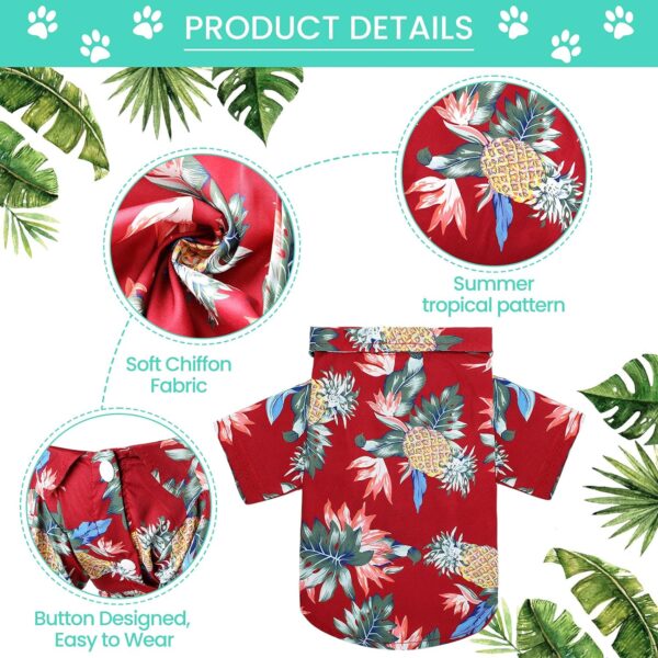 4 Pieces Summer Pet Shirts Hawaii Style Floral Dog T-Shirt Hawaiian Puppy T-Shirts Breathable Pet Cool Clothes Beach Seaside Dog Shirt Sweatshirt for Dogs Pet Puppy (Small) - Image 3