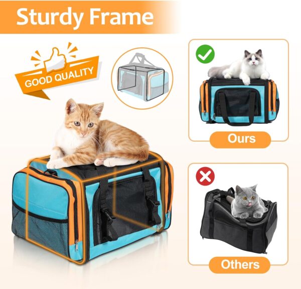 Discala Large Cat Carrier for 2 Cats, Pet Carrier for Cat, Dog Carrier for Small Dogs, Collapsible Soft Sided Large Pet Carrier for Traveling, Indoor and Outdoor Uses - Blue 23"x13"x13" - Image 5