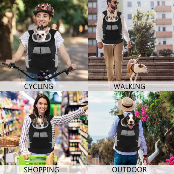 Dog Backpack Carrier, Front Chest Carrier for Dogs, Pet Carrying Bag for Travel Hiking Cycling Outdoor Black L - Image 3