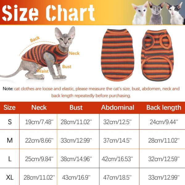 Sphynx Cat Clothes, Breathable Hairless Cat Shirts, Stripe Kitten T-Shirts Sleeveless, Pullover Cat Sweaters, Pet Summer Apparel for Sphynx, Cornish Rex, Devon Rex, Peterbald, Small Dogs - Image 4