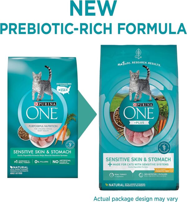 Purina ONE Sensitive Stomach, Sensitive Skin, Natural Dry Cat Food, +Plus Sensitive Skin and Stomach Formula - 3.5 lb. Bag - Image 2