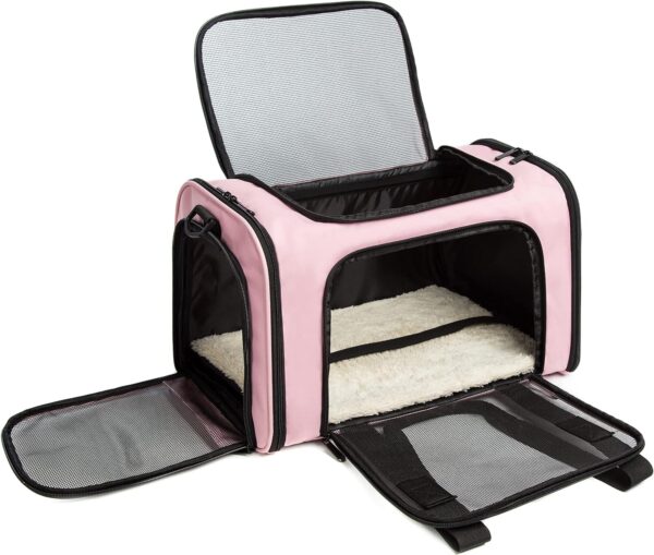 Cat Carrier Dog Carrier Pet Carrier Cat Bags for Small Medium Cats Dogs Puppies of 15 Lbs,of Airline Approved Small Dog Bag Soft Sided,Collapsible Travel Puppy Carrier (Medium, Pink) - Image 4