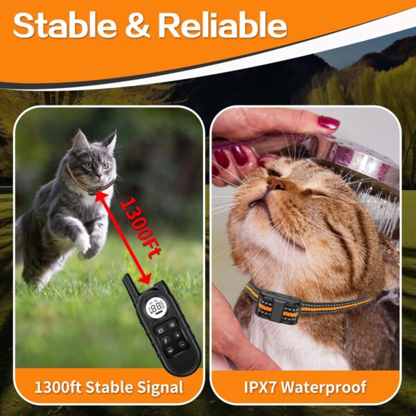 Tiniest Cat Shock Collar, Lightest Cat Training Collar with Remote for Small Cats 5-15lbs & Medium Large Cats/Puppies, Waterproof, Rechargeable, 1300ft Range (Orange) - Image 5