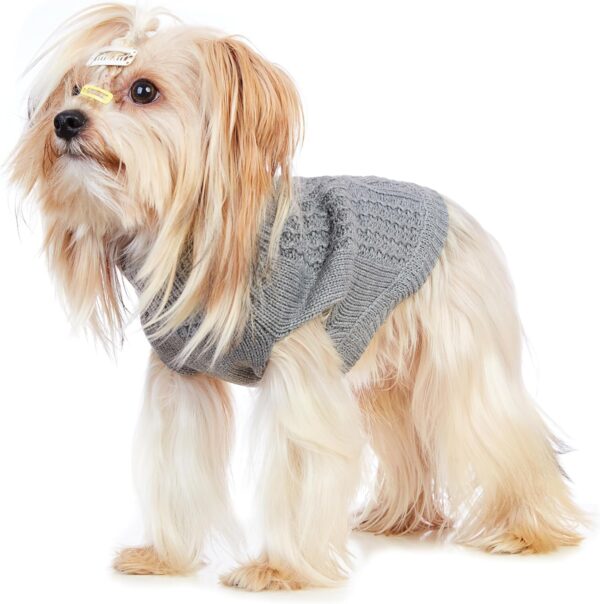 Cat Clothes 14 Color Turtleneck Knitted Sleeveless Dog Sweater Warm Winter Cat Sweater Outfits for Cats or Small Dogs in Cold Season(Medium, Grey) - Image 4