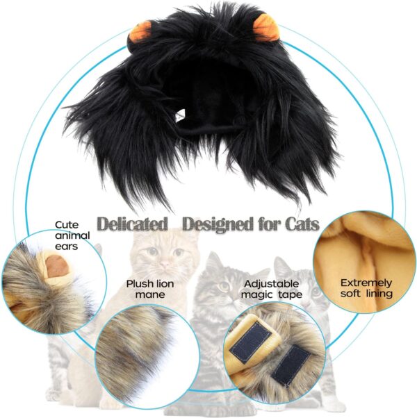 Lion Mane Wig for Cat Costume Pet Adjustable Washable Comfortable Fancy Lion Hair Cat Clothes Dress for Halloween Christmas Easter Festival Party Activity (Brown) - Image 5