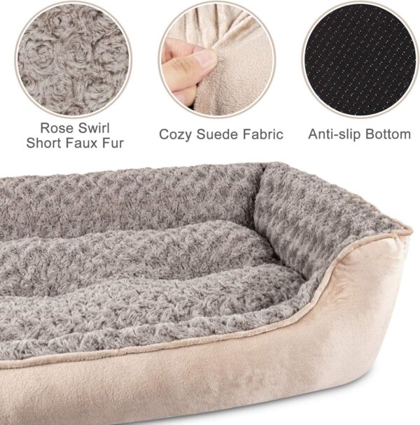 JOEJOY Rectangle Dog Bed for Large Medium Small Dogs Machine Washable Sleeping Sofa Non-Slip Bottom Breathable Soft Puppy Bed Durable Orthopedic Calming Pet Cuddler, Multiple Size, Beige - Image 3