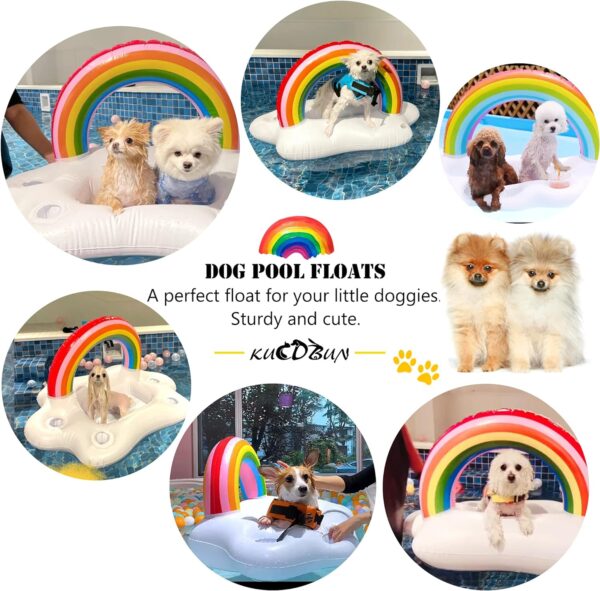 Dog Pool Floats Set, Dog Float Raft with Collapsible Dog Bowl, Non-Toxic Floating Dog Water Toys for Small Dog, Puppy and Doggies, Rainbow Cloud - Image 2