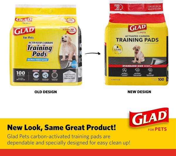 Glad for Pets Black Charcoal Training Pads for Dogs - Super Absorbent & Odor Neutralizing Dog Potty Pads, Leak-Resistant Puppy Pee Pads, Pheromone Attractant for Easy Training, 23" x 23" - 100 Count - Image 7