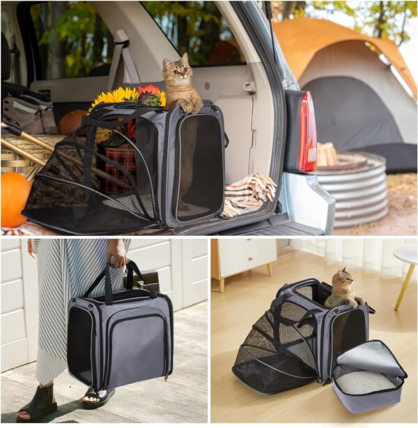 Cat Carrier for Car Travel, Car Travel Carrier with Litter Box, Expandable Soft Sided Pet Carrier for Cats or Puppy, Cat Travel Carrier with Travel Litter Bag - Image 5