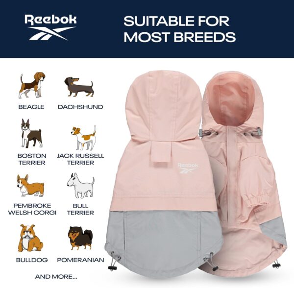 Reebok Dog Raincoat - Dog Coat with Hoodie, Waterproof Dog Rain Jacket for X-Small to Large Dogs, Adjustable Drawstring, Comes with Leash Hole, Premium Skin Friendly Lightweight Dog Rain Coat - Image 7