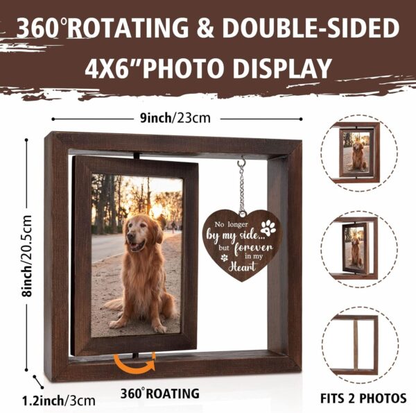 Pet Memorial Gifts for Dogs Cats - Rotating Wooden Picture Frame for 4x6 Photo - Dog Memorial Gifts for Loss of Dog - Loss of Dog Sympathy Gift - Dog Bereavement Remembrance Picture Frame - Image 3