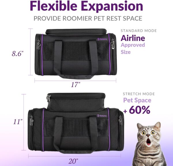 Pet Carrier - Airline Approved Cat and Dog Carrier for Small Dogs, Medium Dogs - Durable Dog Travel Bag, Expandable, Comfortable, Fits Major Airlines - Image 2