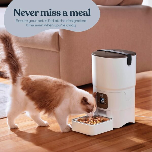 Smart Automatic Cat Feeder - 6-L Reliable Automatic Cat Food Dispenser with Display LCD Screen for Easy Set Up -Portion Control Automatic Dog Feeder - Desiccant Bag Keeps Dry Food Fresh-Voice Recorder - Image 2