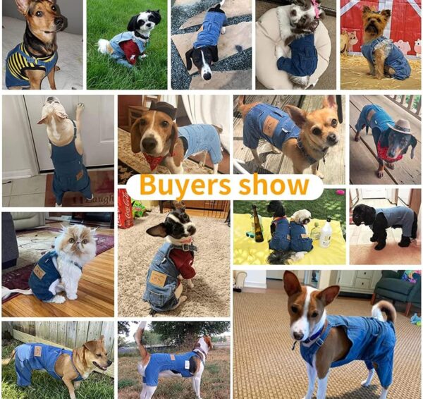 Dog Shirts Clothes Denim Overalls, Pet Jeans Onesies Apparel, Puppy Jean Jacket Sling Jumpsuit Costumes, Fashion Comfortable Blue Pants Clothing for Small Medium Dogs Cats Boy Girl (Blue, Large) - Image 3