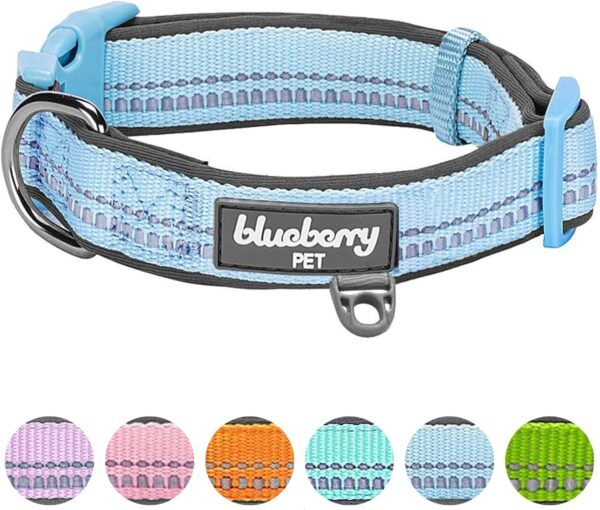 Blueberry Pet Soft & Safe 3M Reflective Neoprene Padded Adjustable Dog Collar - Baby Blue Pastel Color, Medium, Neck 14.5"-20" - Image 7