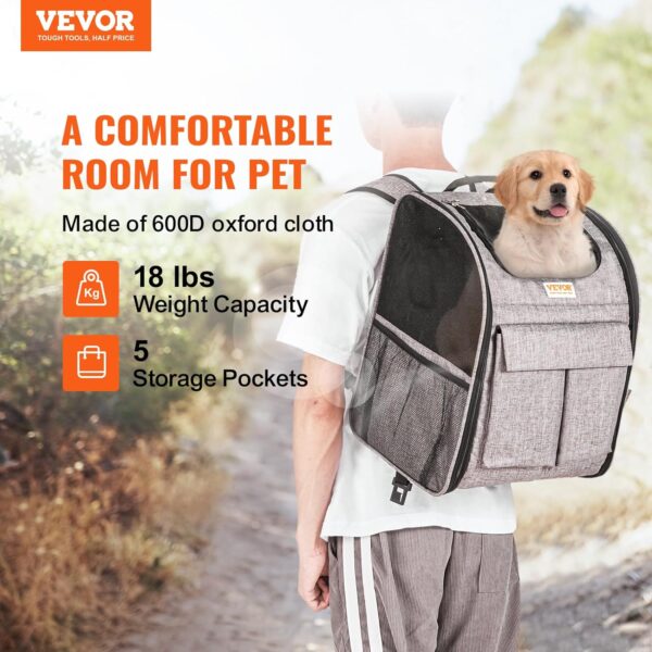 VEVOR Dog Backpack Carrier with Wheels, Rolling Cat Carrier Backpacks, Wheeled Pet Carrier Backpack for Small Dogs and Medium Cats Under 18lbs with Detachable Trolley and Upgraded Wheels - Image 2