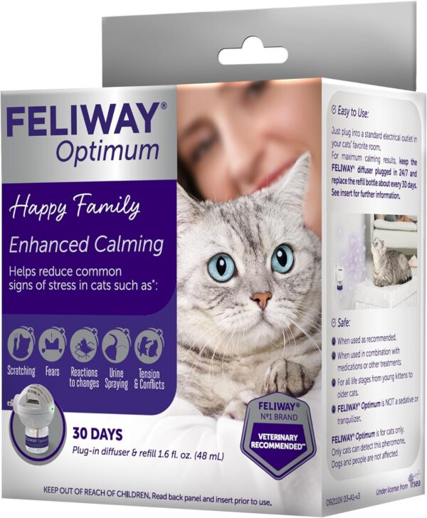 FELIWAY Optimum Cat, Enhanced Calming Pheromone Diffuser, 30 Day Starter Kit (48 mL), Translucent - Image 2