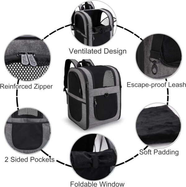 Apollo Walker Pet Carrier Backpack for Large/Small Cats and Dogs, Puppies, Safety Features and Cushion Back Support | for Travel, Hiking, Outdoor Use (Gray) - Image 3