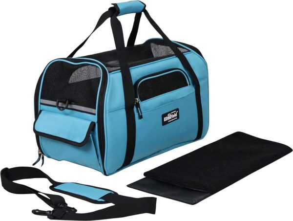 EliteField Soft Sided Pet Carrier (3 Year Warranty, Airline Approved), Multiple Sizes and Colors Available (Medium: 17" L x 9" W x 12" H, Sky Blue) - Image 4