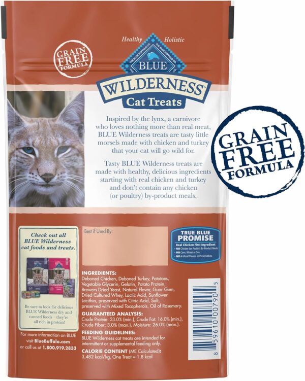 Blue Buffalo Wilderness Soft Cat Treats, Grain-Free and Protein-Rich, Great for Training, Chicken & Turkey Recipe, 2-oz. Bag - Image 2