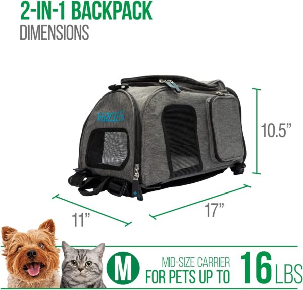 Sherpa 2-in-1 Backpack Travel Pet Carrier, Airline Approved & Guaranteed On Board - Gray, Medium - Image 3