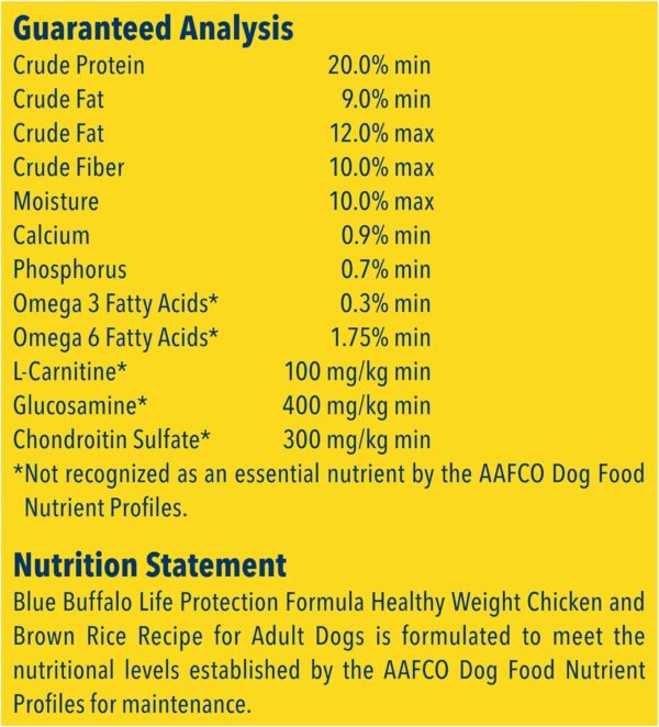 Blue Buffalo Life Protection Formula Natural Adult Healthy Weight Dry Dog Food, Chicken and Brown Rice 15-lb - Image 9