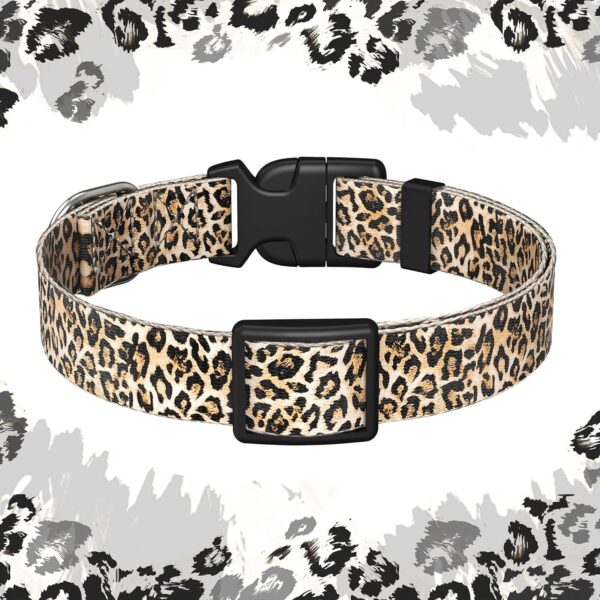 Cute Floral Dog Collar for Small Medium Large Dogs,Girl Female Dog Collars Soft Patterns Adjustable Pet Collar with Quick Release Safety Buckle for Puppy Breed Boy Dogs,Leopard,M - Image 2