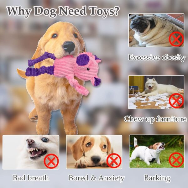 5 Pack Tough Dog Toys Stuffed Squeaky Dog Toys Assortment Plush Animal Dog Toy Value Bundle Puppy Pet Dog Toys for Small Medium Large Dogs - Image 4