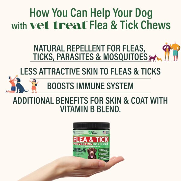 Flea and Tick Prevention for Dogs Chewables -Made in USA- Natural Dog Flea and Tick Treatment - Oral Flea Pills - Vet Recommended Flea and Tick Chews - All Breeds & Sizes - 120 Soft Treats (Chicken) - Image 2