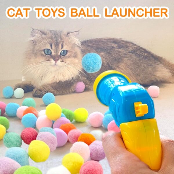 31Pcs Cat Ball Toy Launcher Gun, Cat Balls Fetch Toy, 30Pcs Plush Fuzzy Balls Launcher Cat Toy for Cats with 1 Gun, Funny Interactive Cat Toys for Bored Indoor Adult Cats, Cute Kitten Kitty Toys - Image 2