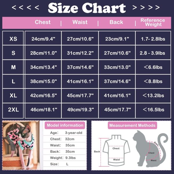 PUMYPOREITY Sphynx Cat Clothes, Stretchy Cat Sweater, Soft Hairless Cats Shirt, Pullover Cat Pajamas, Cat Turtleneck for Sphynx Cornish Rex, Devon Rex, Pink, M - Image 4