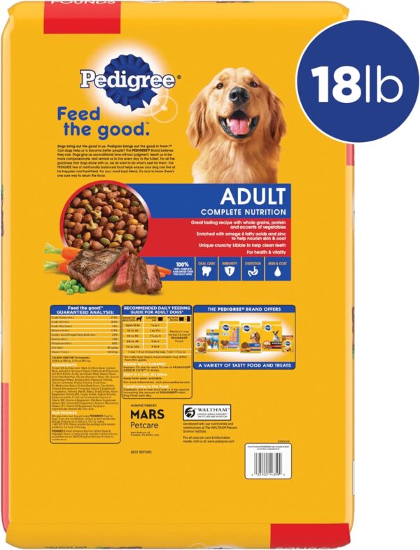 Pedigree Complete Nutrition Adult Dry Dog Food Grilled Steak & Vegetable Flavor Dog Kibble, 18 lb. Bag - Image 2