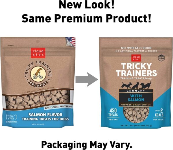 Cloud Star Tricky Trainers Crunchy Dog Training Treats 8 oz Pouch, Salmon Flavor, Low Calorie Behavior Aid with 450 treats - Image 3