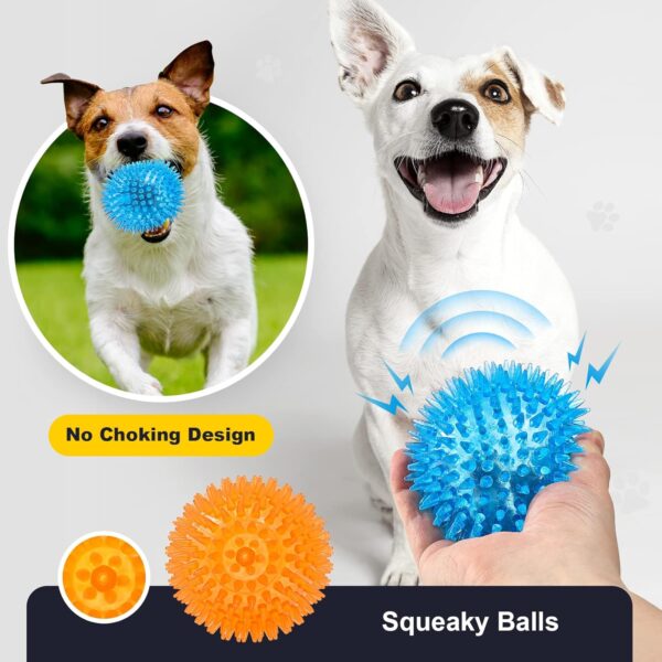 VITEVER 3.5” Squeaky Dog Toy Balls (6 Colors) Puppy Chew Toys for Teething, BPA Free Non-Toxic, Spikey Medium, Large & Small Dogs, Durable Aggressive Chewers - Image 4