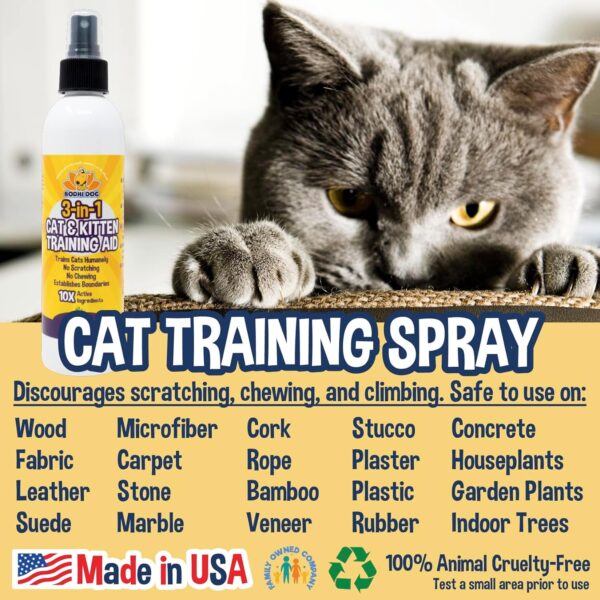 Bodhi Dog 3-in-1 Cat & Kitten Training Aid | Cat Deterrent Spray for Indoor and Outdoor Use | Cat Repellent Spray for Furniture | Establish Boundaries & Keep Cat Off | Made in The USA (8 oz) - Image 6