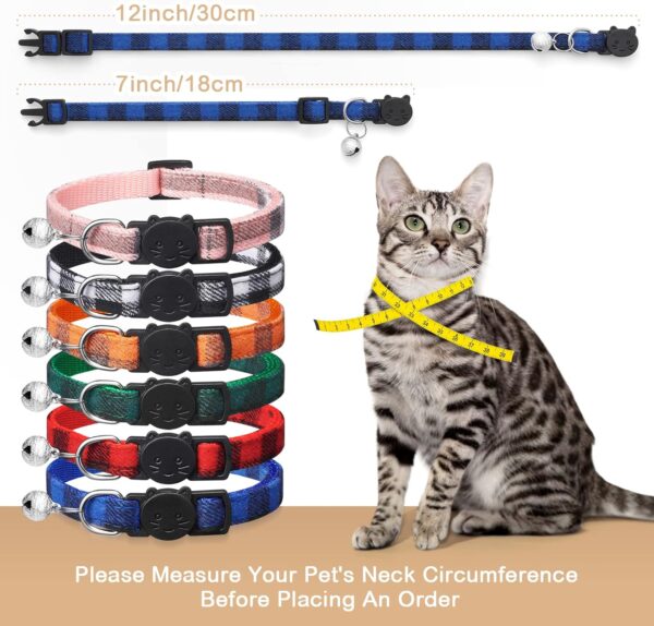 6 Pack Classic Plaid Cat Collars with Bells - Breakaway Kitten Collar and Adjustable 7-12in,Cute Kitty Collar for Girl Boy Cats,Pet Gifts,Accessories,Supplies,Stuff - Image 5