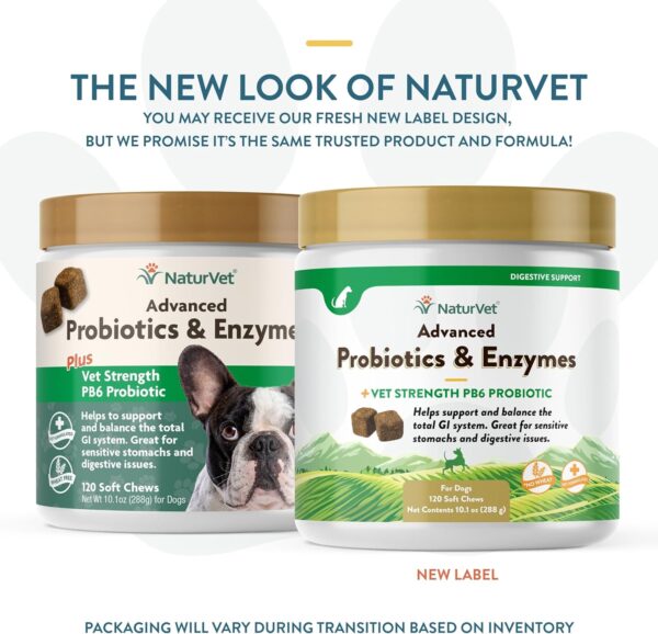 Veterinarian Strength Advanced Probiotics, Healthy Enzymes and PB6 Probiotic Supplement For Your Dogs Stomach, Intestine, Digestion and GI Tract health, Made by NaturVet, 120 Soft Chews - Image 2