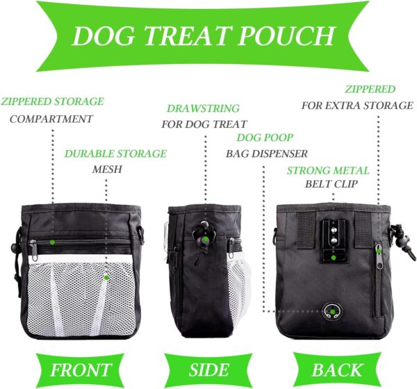 STMK Dog Treat Pouch Dog Clicker Training Kit, Dog Training Treat Pouch Dog Clicker for Training, 3 Ways to Wear Easily Carries Treat Pouches for Pet Training (Black) - Image 3