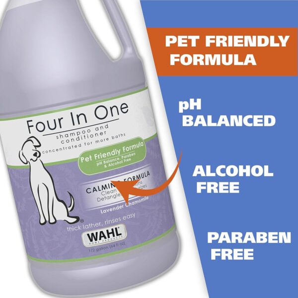 Wahl USA 4-in-1 Calming Pet Shampoo for Dogs – Cleans, Conditions, Detangles, & Moisturizes with Lavender Chamomile - Pet Friendly Formula – 64 Oz - Model 821000-050 - Image 3