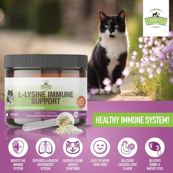 Strawfield Pets L-Lysine for Cats Supplement Powder Granules for Cat Cold, Sneezing, Congestion, Running Nose, Respiratory, Allergy Relief | Cats & Kittens of All Ages | Cat Health Supplies - Image 8