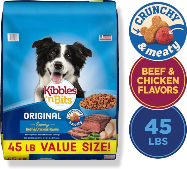 Kibbles 'N Bits Original Savory Beef & Chicken Flavors Dry Dog Food, 45 Pound Bag - Image 2